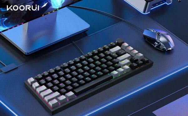 teclado koorui gaming rgb 75% inalámbrico 3 modos bt/2.4ghz/usb c (switch red)