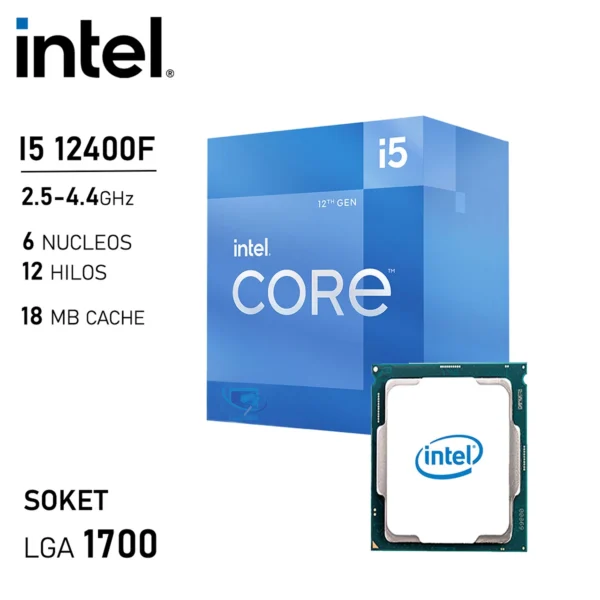 procesador intel i5 12400f lga1700 6 nucleos/12 hilos 4.4ghz 12va