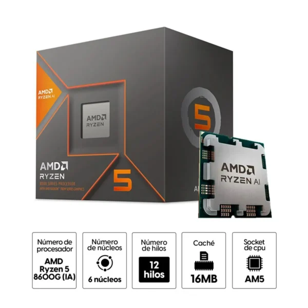 procesador amd ryzen 5 8600g 6 nucleos/12 hilos 5.0ghz + radeon 760m