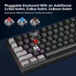 teclado koorui gaming rgb 75% inalámbrico 3 modos bt/2.4ghz/usb c (switch red)