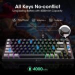 teclado koorui gaming rgb 75% inalámbrico 3 modos bt/2.4ghz/usb c (switch red)