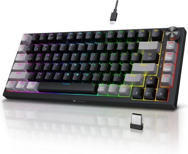 teclado koorui gaming rgb 75% inalámbrico 3 modos bt/2.4ghz/usb c (switch red)