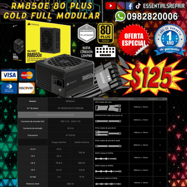 corsair rm850e 850w 80+ gold v5