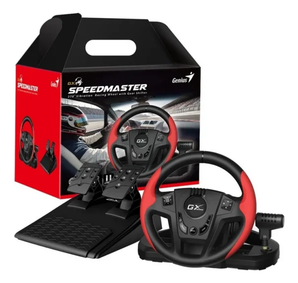 volante + pedales + joystick de cambios genius speedmaster
