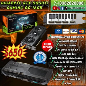 tarjeta grÁfica gigabyte gaming geforce rtx 5060 ti 16gb oc gddr7