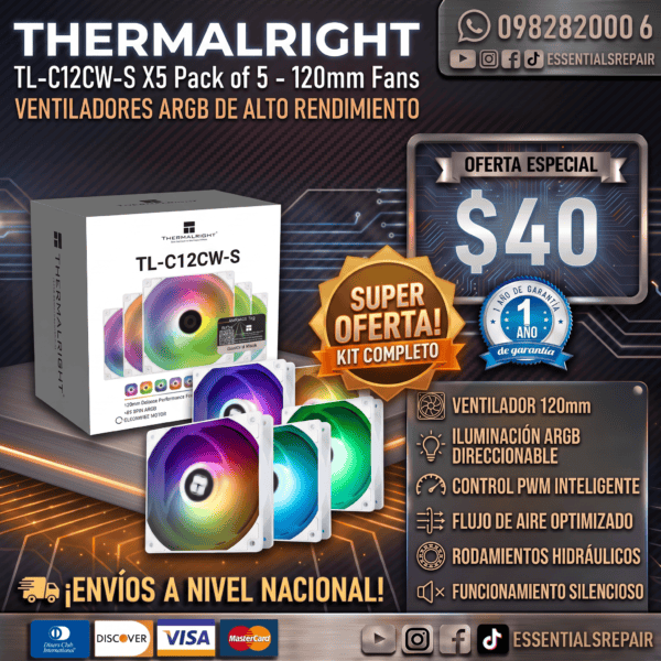 kit de fans thermalright tl c12cw s x5 (white) copia