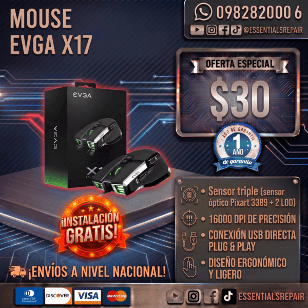 mouse gaming rgb evga x17 usb 8k 16000dpi black 10 botones negro copia