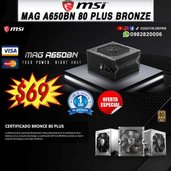 fuente de poder corsair cx650 80+ bronce (copia)