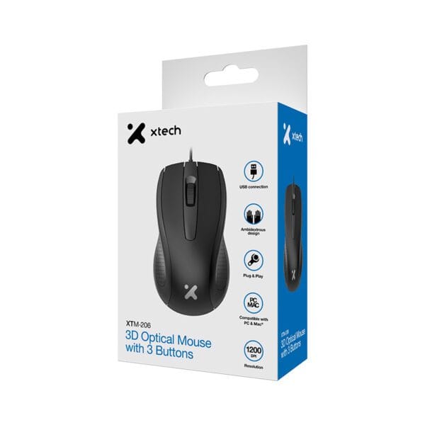 mouse xtech xtm 206 Óptico 3d de 3 botones