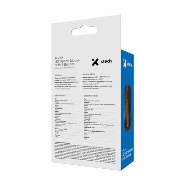 mouse xtech xtm 206 Óptico 3d de 3 botones