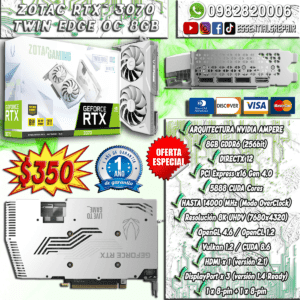 tarjeta grÁfica zotac gaming rtx 3070 twin edge oc 8gb oc gddr6