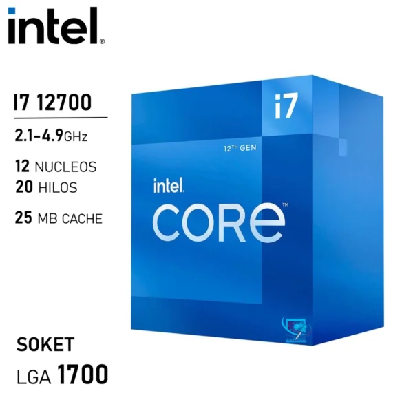 procesador intel core i7 12700 lga1700 12 nucleos/24 hilos 4.9ghz 12va