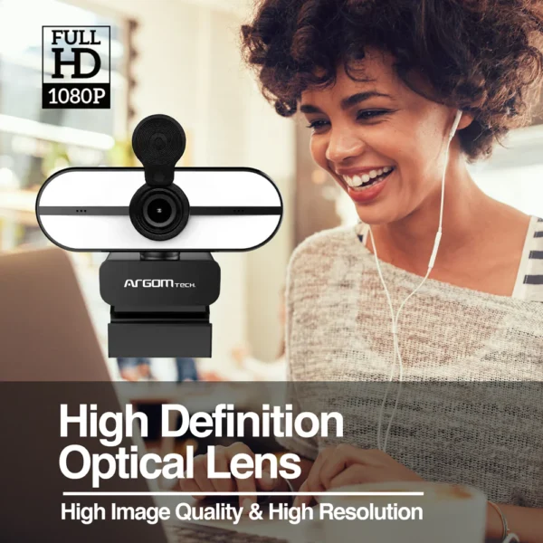 cÁmara web argomtech cam45 1080p con luz led y micrÓfono dual
