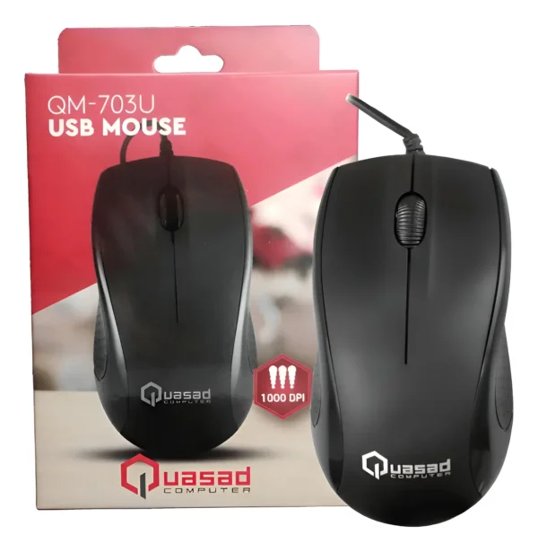 mouse quasad qm 703u Óptico alÁmbrico usb 1.5m negro