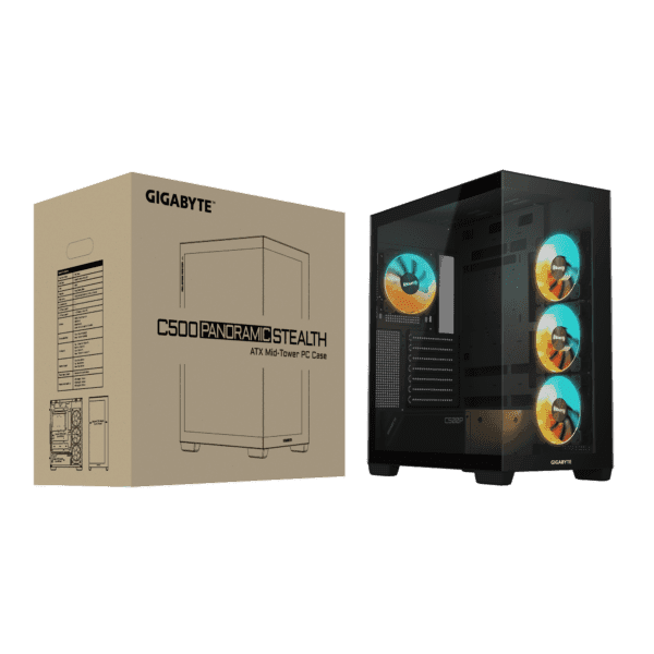 case gigabyte c500 panoramic stealth argb black vidrio templado