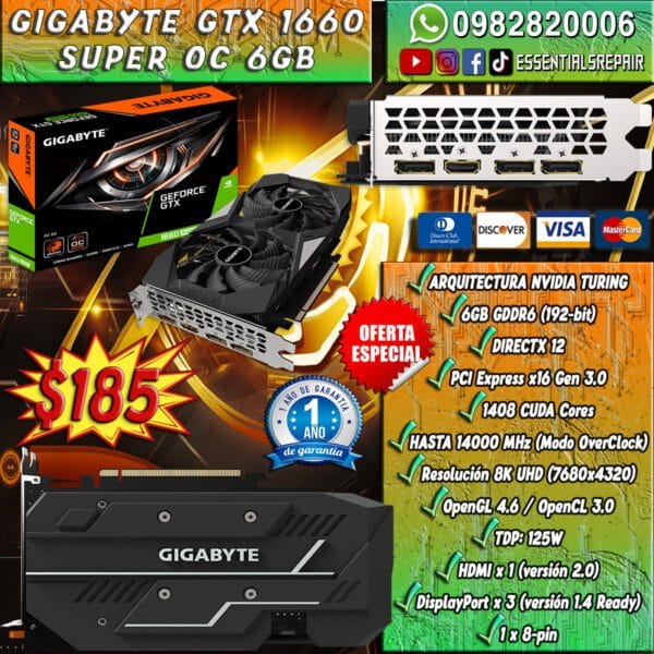 tarjeta grÁfica gigabyte geforce gtx 1660 super oc 6gb gddr6