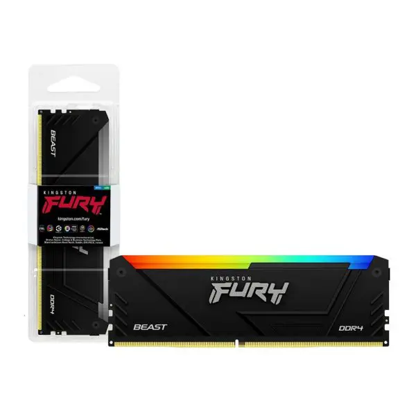 16gb memoria ram kingston fury beast rgb ddr4 3200mhz cl16 negro