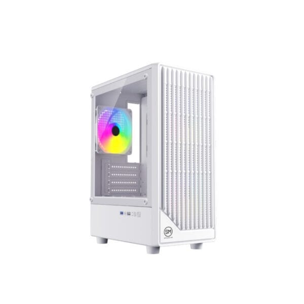 case speedmind midtower gamer vidrio templado blanco (3 fans 120mm)
