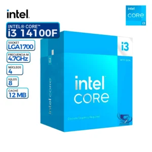 procesador intel core i3 14100f 4 nucleos/8 hilos 4.7ghz 14va lga1700