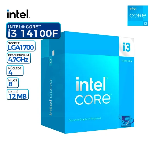 procesador intel core i3 14100f 4 nucleos/8 hilos 4.7ghz 14va lga1700