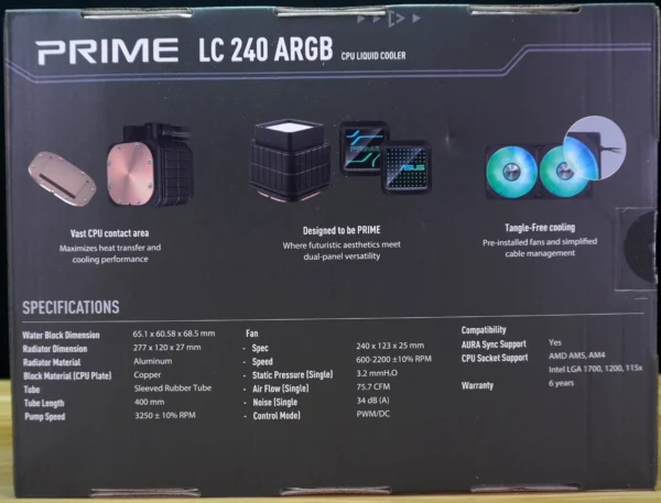 refrigeraciÓn lÍquida asus prime lc 240 argb aio 240mm