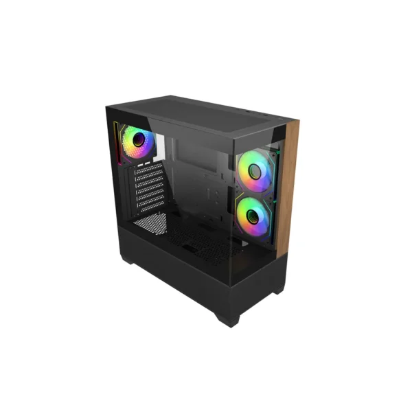 case cooler master elite 690 black wood argb vidrio templado