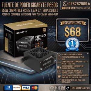 gigabyte p650g pcie 5.1 atx 3.1 certifaciÓn 80 plus gold