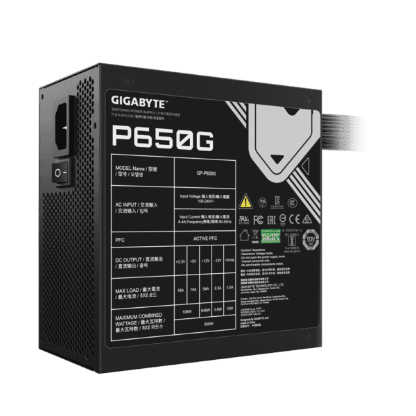 fuente de poder gigabyte p650g 650w 80 plus gold atx 3.1