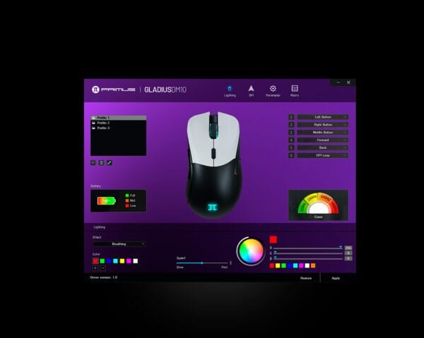 mouse gamer inalambrico primus gladius dm10 pmo w203 dual 10000dpi rgb