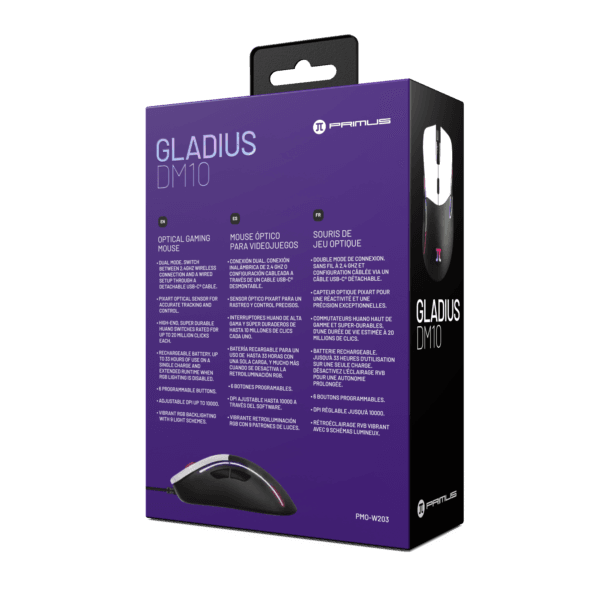 mouse gamer inalambrico primus gladius dm10 pmo w203 dual 10000dpi rgb