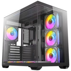 case antec cx mirror black argb vidrio templado