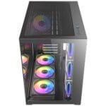 case antec cx mirror black argb vidrio templado