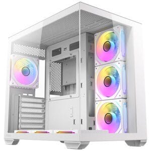 case antec cx mirror white argb vidrio templado