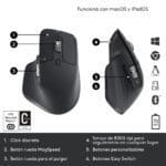 mouse inalambrico ergonomico logitech mx master 3s grafito bluetooth logi bolt