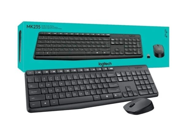 combo teclado y mouse inalambrico logitech mk235 usb negro resistente a salpicaduras