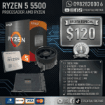 procesador amd ryzen 5 5500 6 nucleos/12 hilos 4.2ghz am4