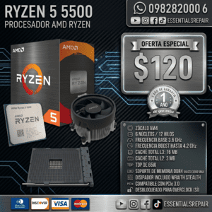 procesador amd ryzen 5 5500 6 nucleos/12 hilos 4.2ghz am4