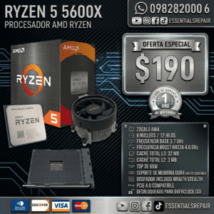 procesador amd ryzen 5 5600x 6 nucleos/12 hilos 4.6ghz am4