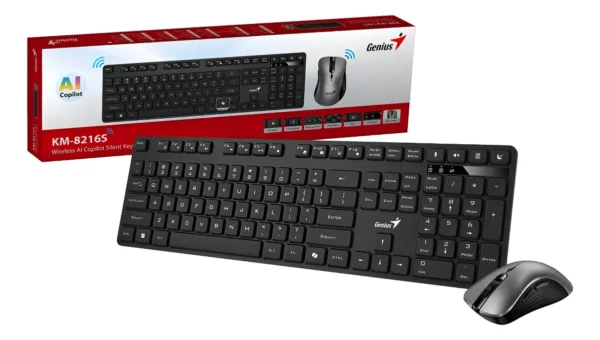 COMBO TECLADO Y MOUSE GENIUS KM-8216S INALÁMBRICO AI COPILOT SILENCIOSO NEGRO SP
