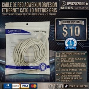cable de red aoweixun orvesion ethernet cat6 10 metros gris