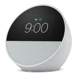 parlante inteligente amazon echo spot con pantalla 2.8 y reloj alarma blanco 1