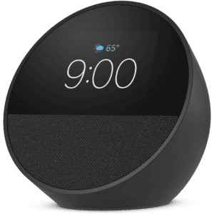 parlante inteligente amazon echo spot con pantalla 2.8 y reloj alarma negro 1