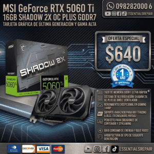 ​msi geforce rtx 5060 ti 16gb shadow 2x oc plus gddr7