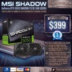 msi rtx™ 5050 shadow 2x oc 8gb gddr6