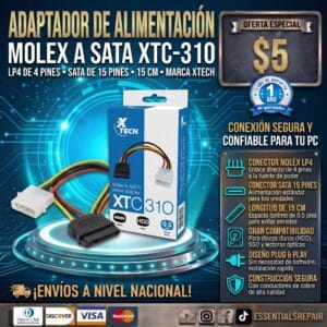 adaptador de alimentación de molex a sata xtc 310