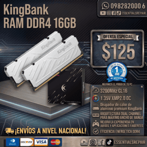 kingbank ram ddr4 16gb (2x8gb) 3200mhz cl16 1.35v xmp2.0 oc copia